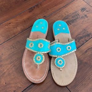 Teal and Gold Jack Rogers Sandals